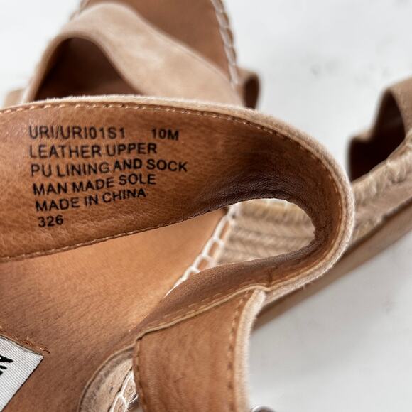 STEVE Madden Uri Espadrille Wedge Sandals 10 Tan Suede NWOT Heels Travel Resort - Picture 3 of 7